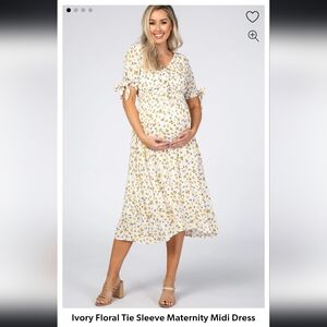 Pink Blush Ivory Floral Maternity Dress, Medium